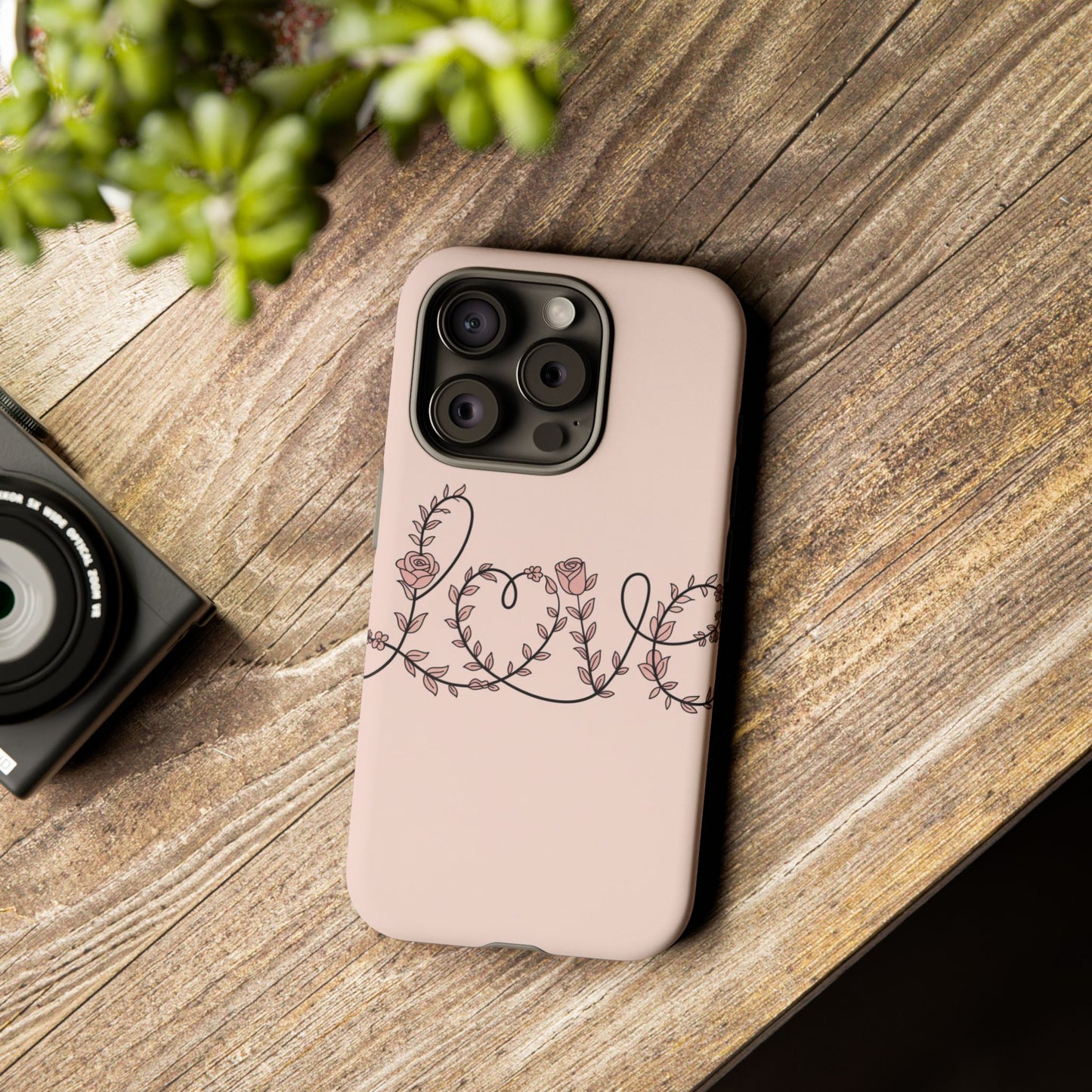 Floral 'Love' Tough Phone Case — Pink Botanical Protective Cover