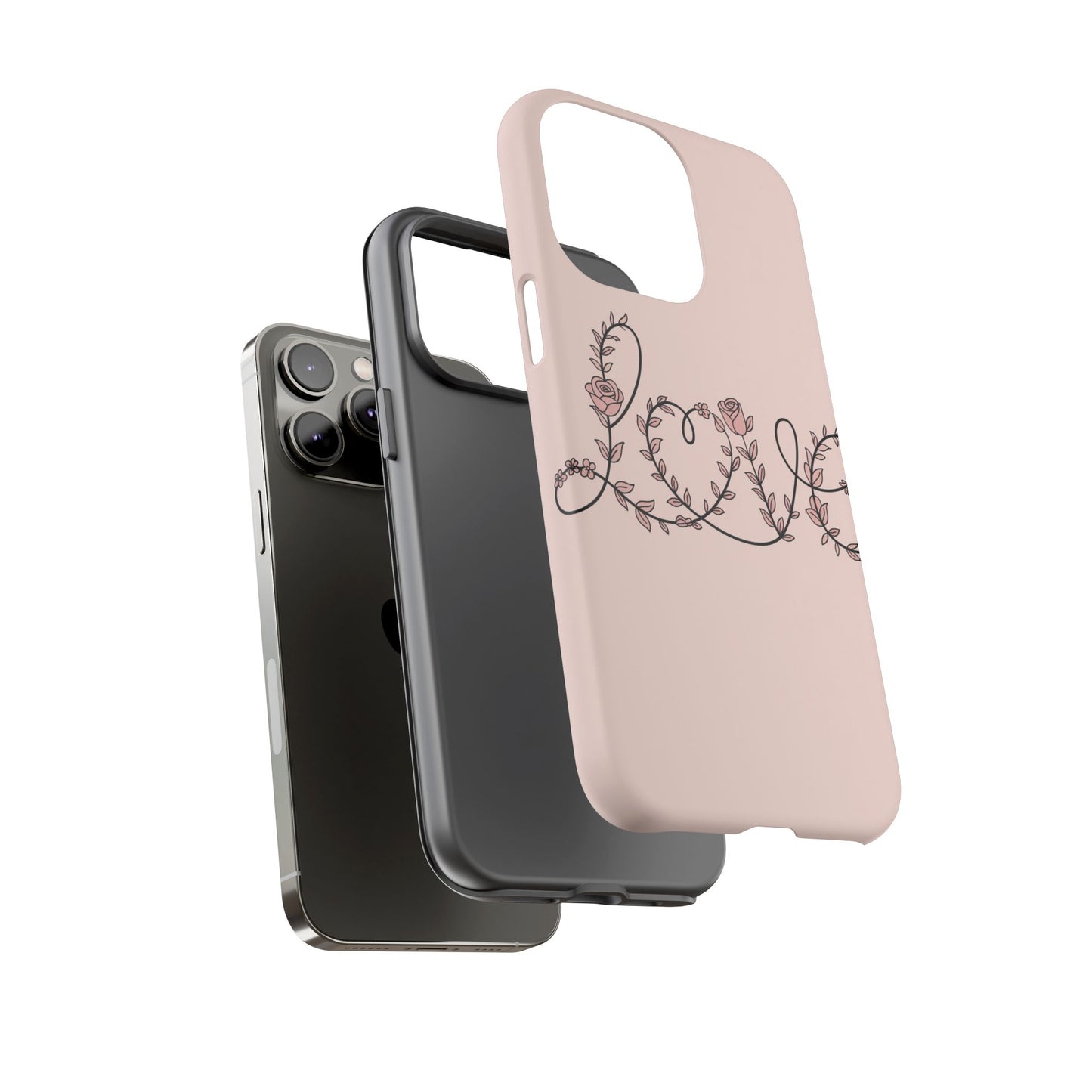 Floral 'Love' Tough Phone Case — Pink Botanical Protective Cover
