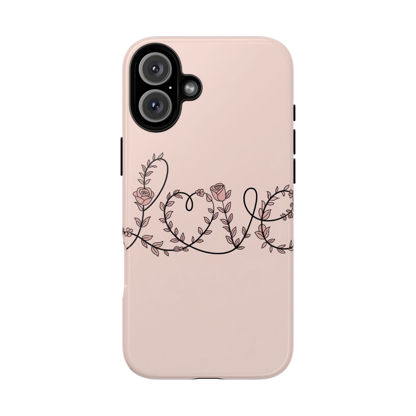 Floral 'Love' Tough Phone Case — Pink Botanical Protective Cover