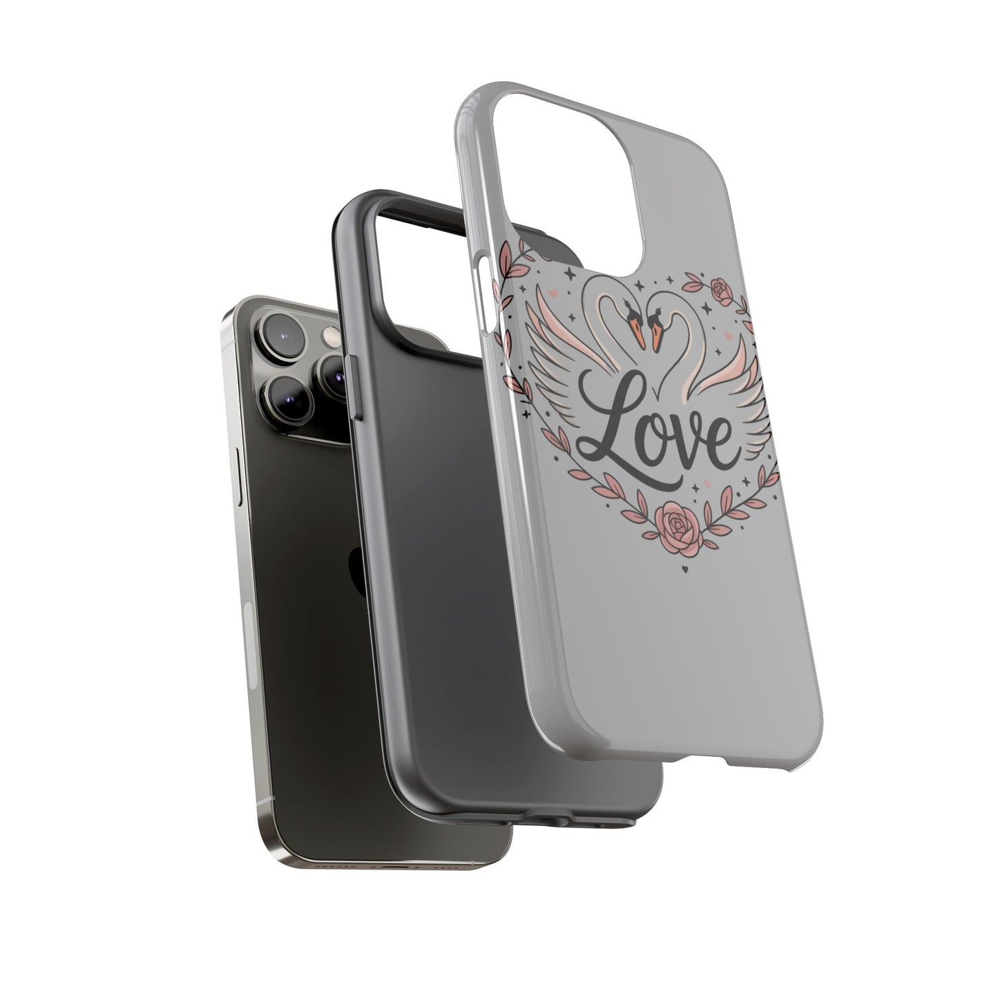 Phone Case — Swans Heart Love Floral Protective Tough Case