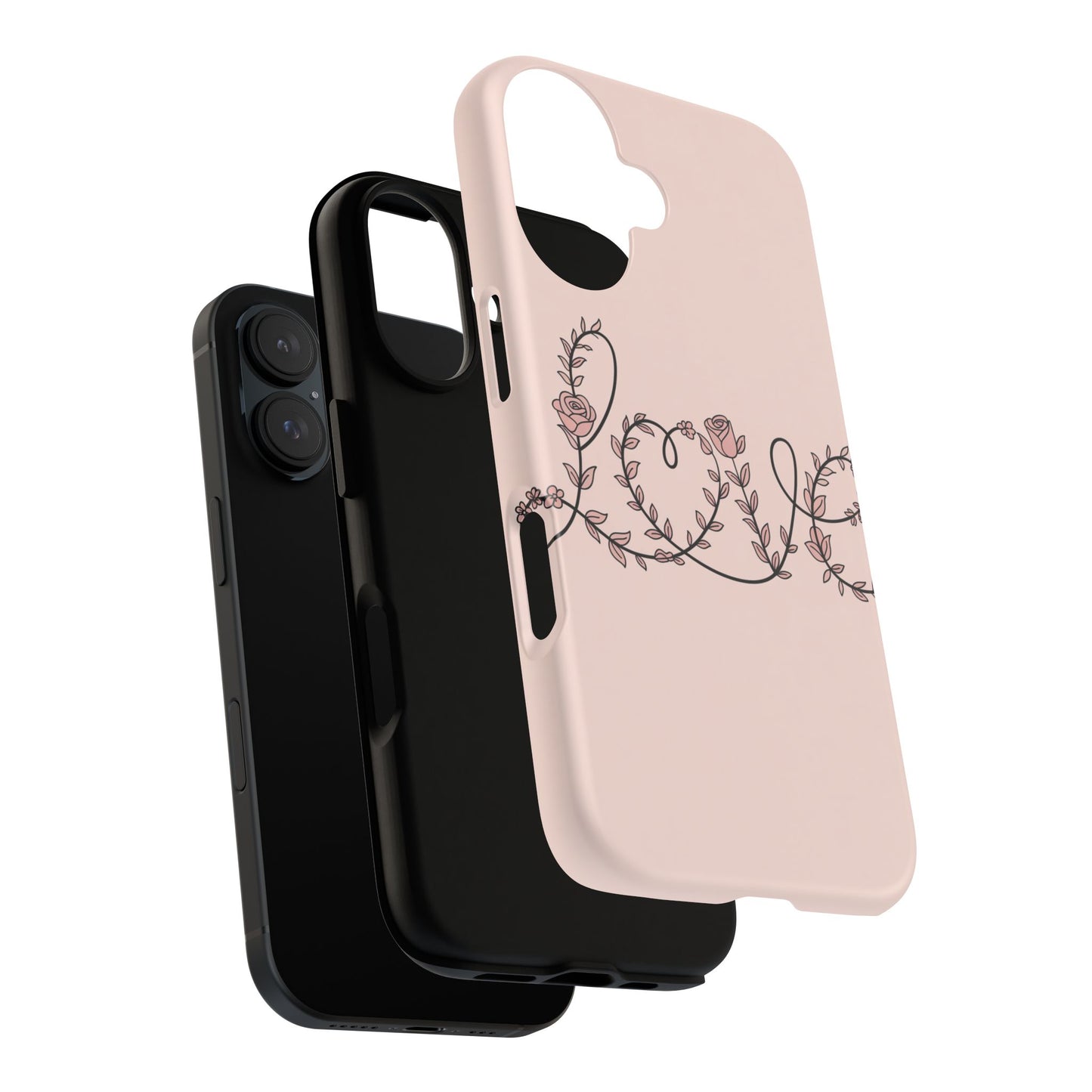 Floral 'Love' Tough Phone Case — Pink Botanical Protective Cover