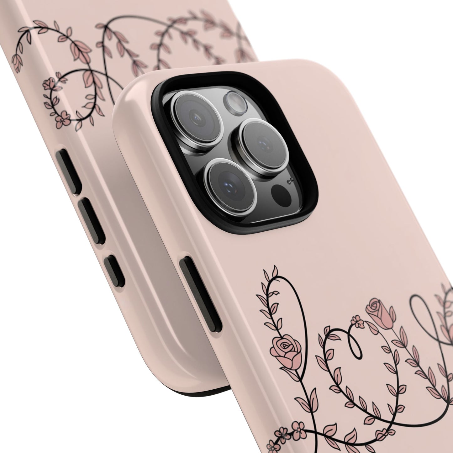 Floral 'Love' Tough Phone Case — Pink Botanical Protective Cover