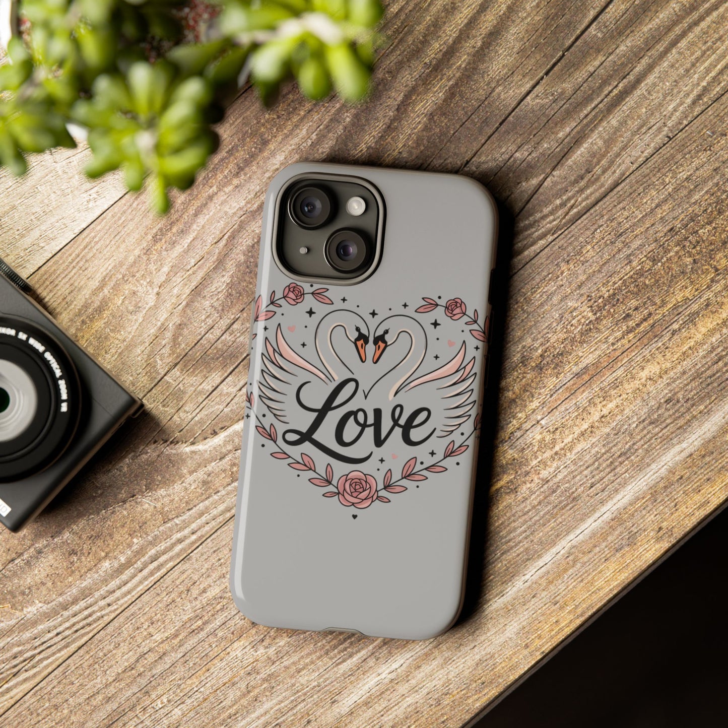 Phone Case — Swans Heart Love Floral Protective Tough Case