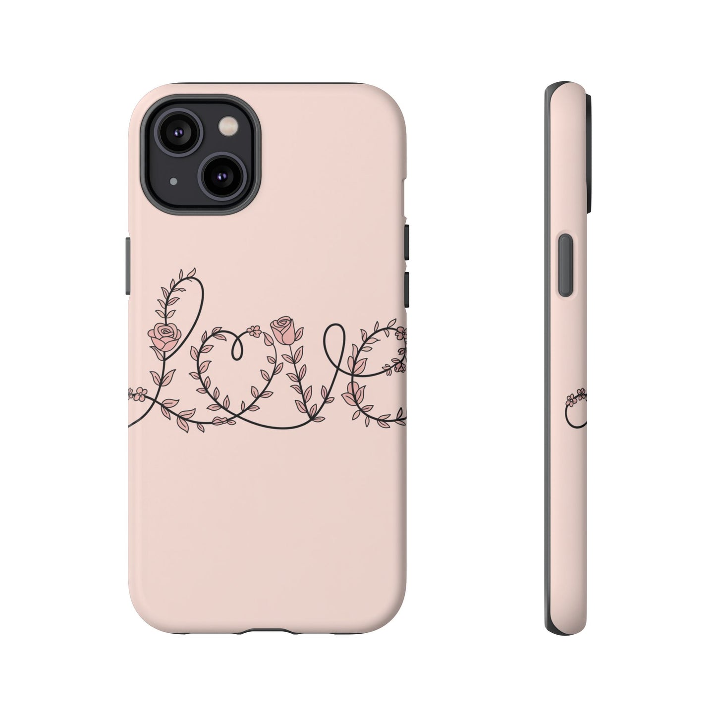 Floral 'Love' Tough Phone Case — Pink Botanical Protective Cover