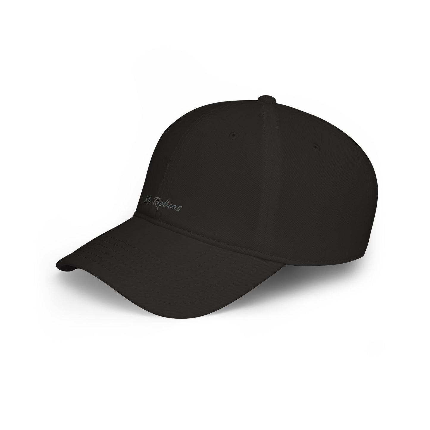 Low Profile Baseball Cap — Minimal 'No Replicas' Embroidered Hat
