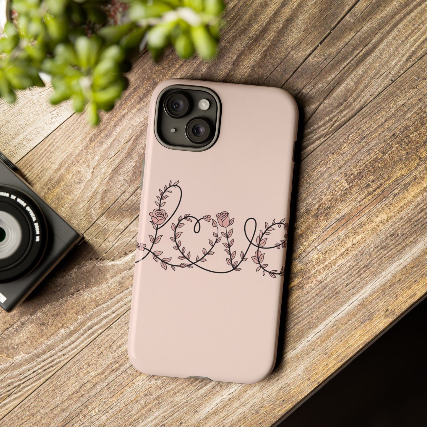 Floral 'Love' Tough Phone Case — Pink Botanical Protective Cover