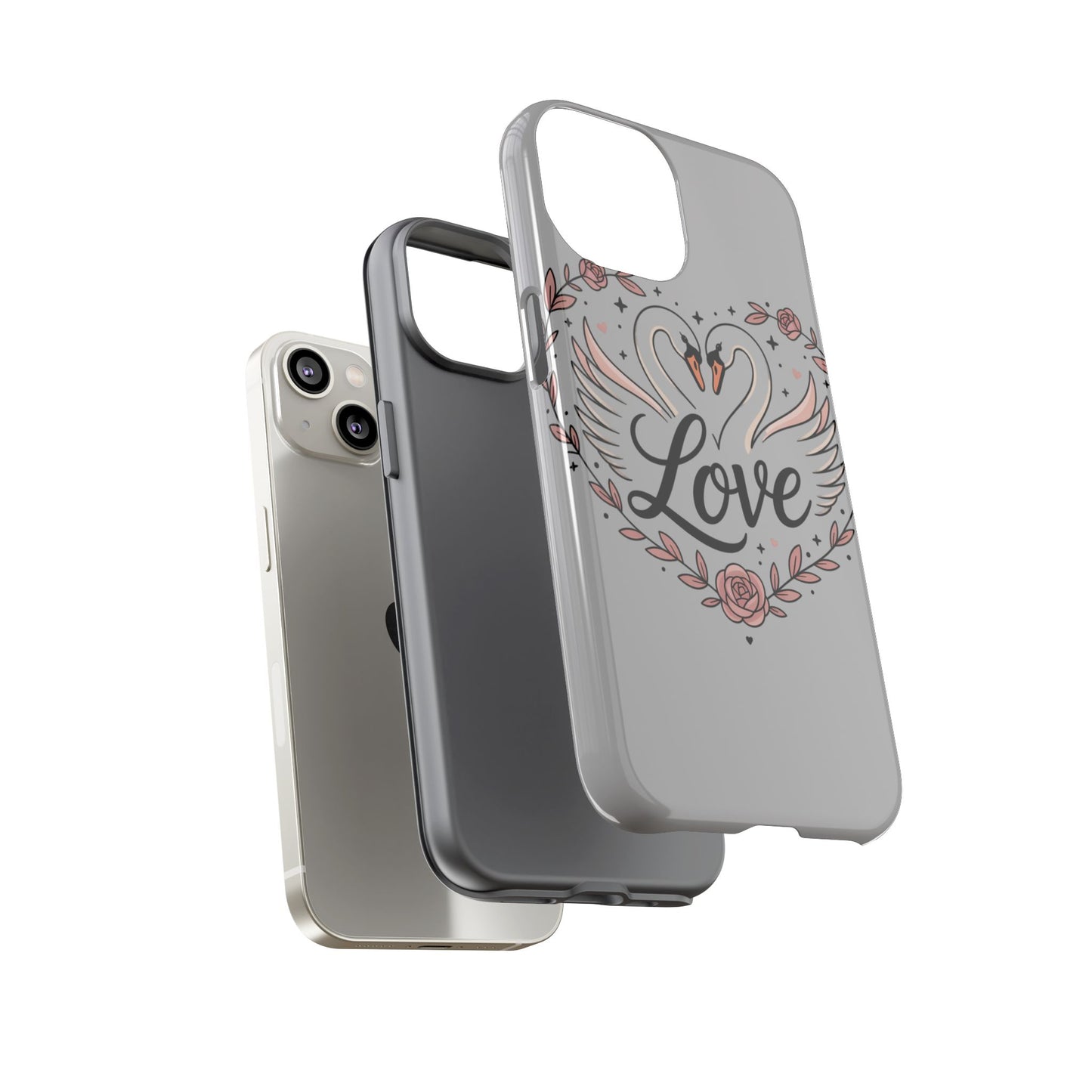 Phone Case — Swans Heart Love Floral Protective Tough Case