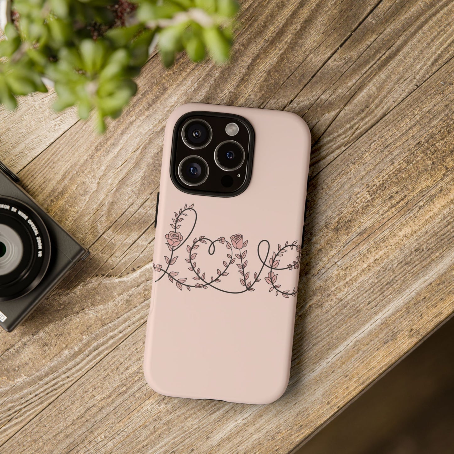 Floral 'Love' Tough Phone Case — Pink Botanical Protective Cover