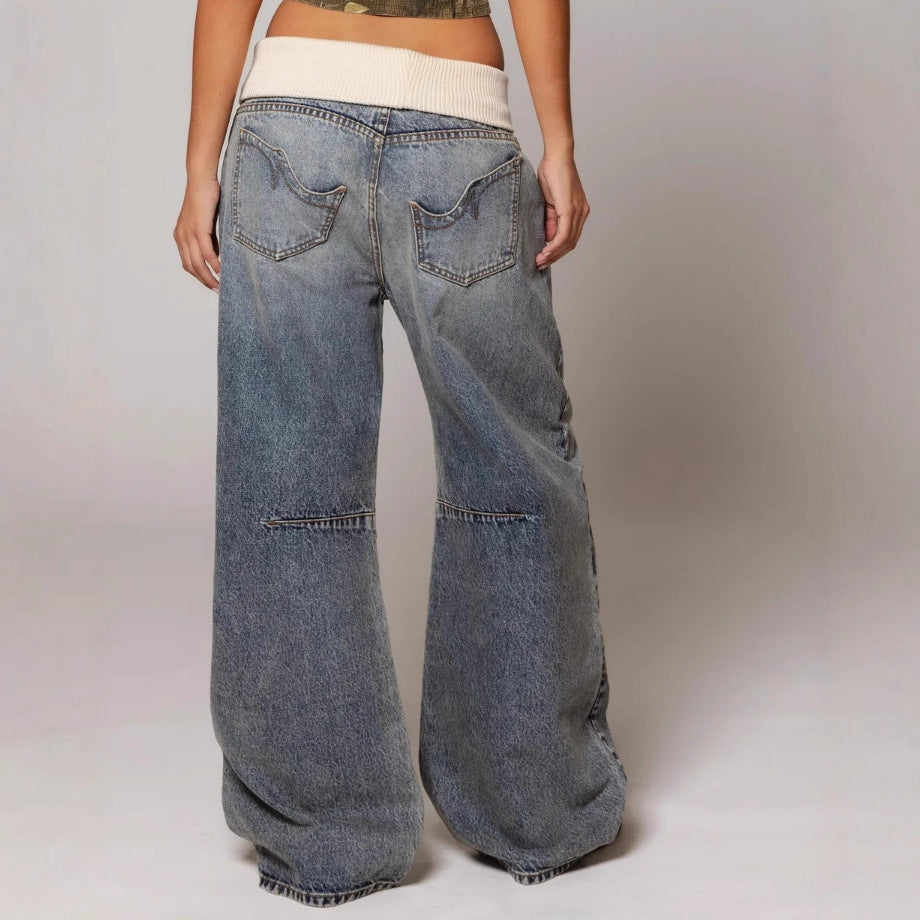 Loose-fitting Straight-leg Jeans With Pockets - Street-style Pants