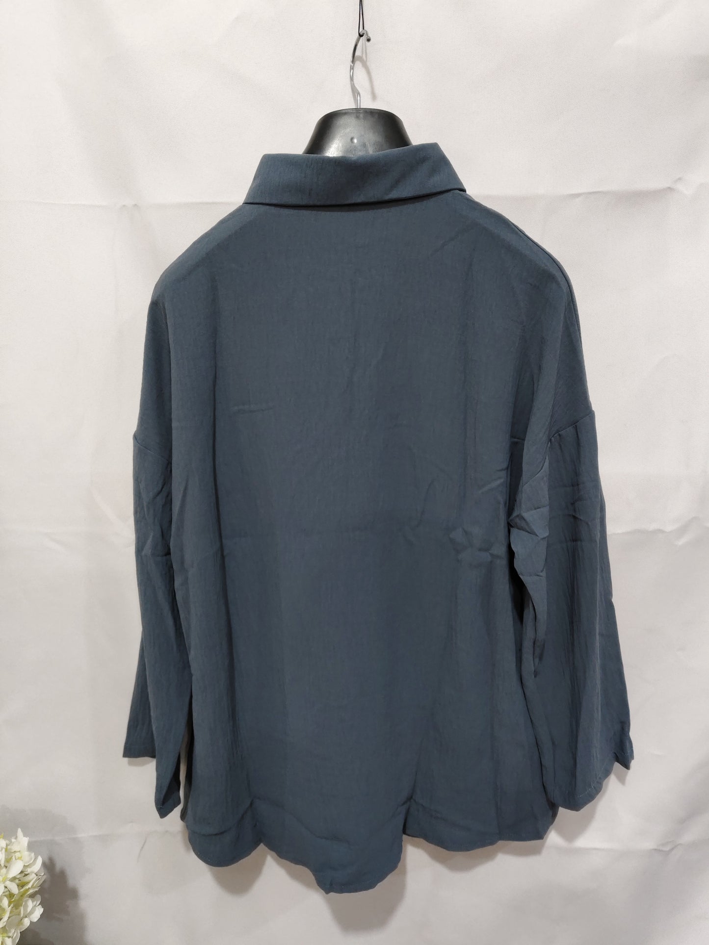 Lapel Long Sleeve Pleated Shirt